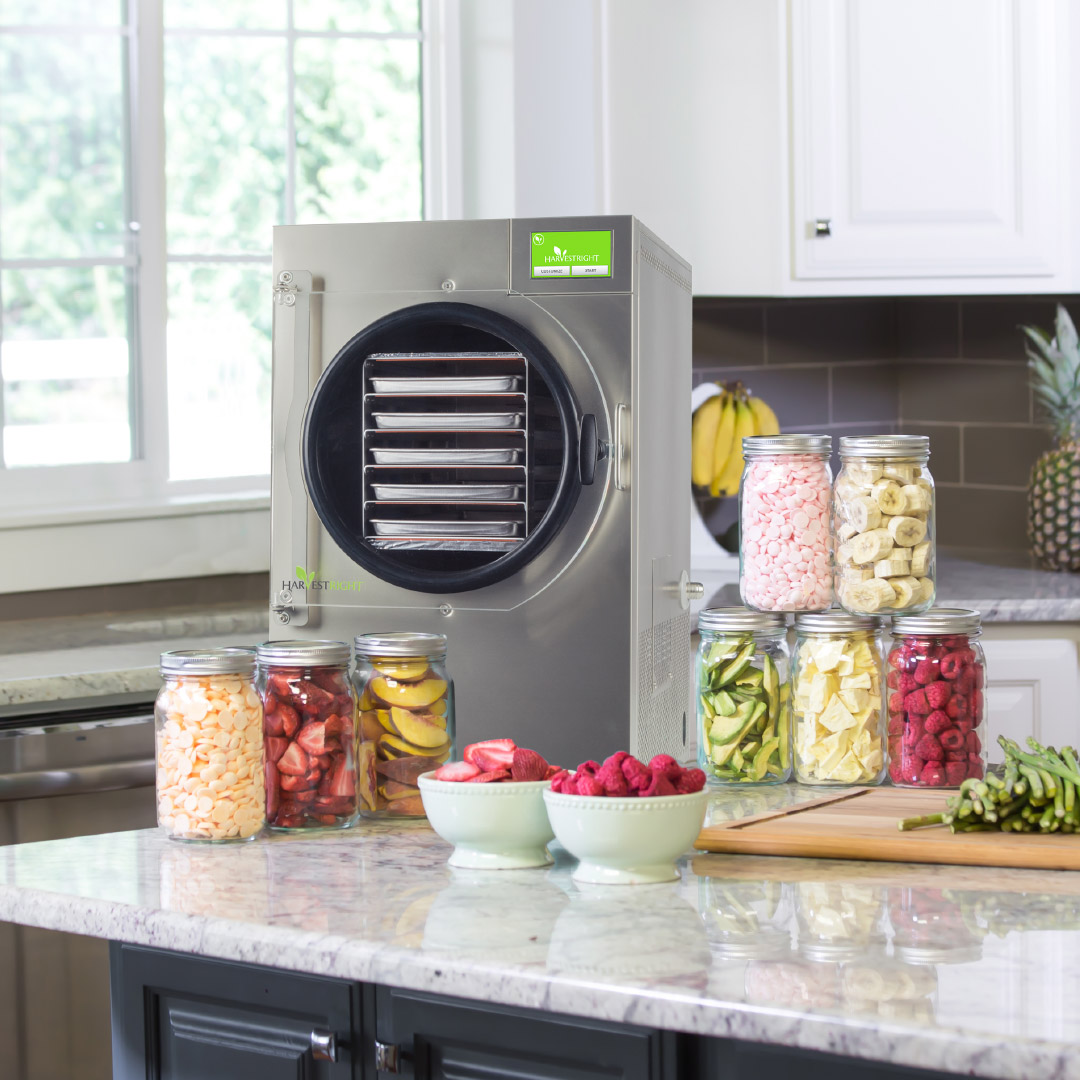 Harvest Right Home Pro freeze dryer in a prepared food workspace