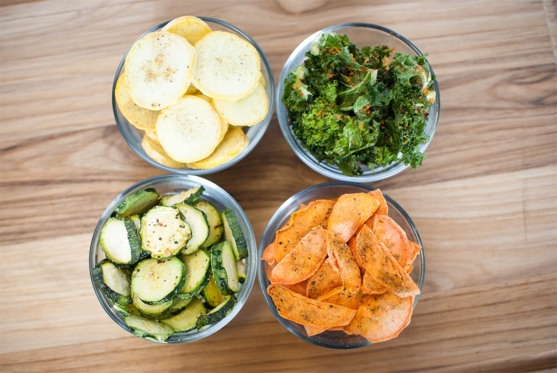 Recognizable fruit and vegetable ingredients prepared for storage