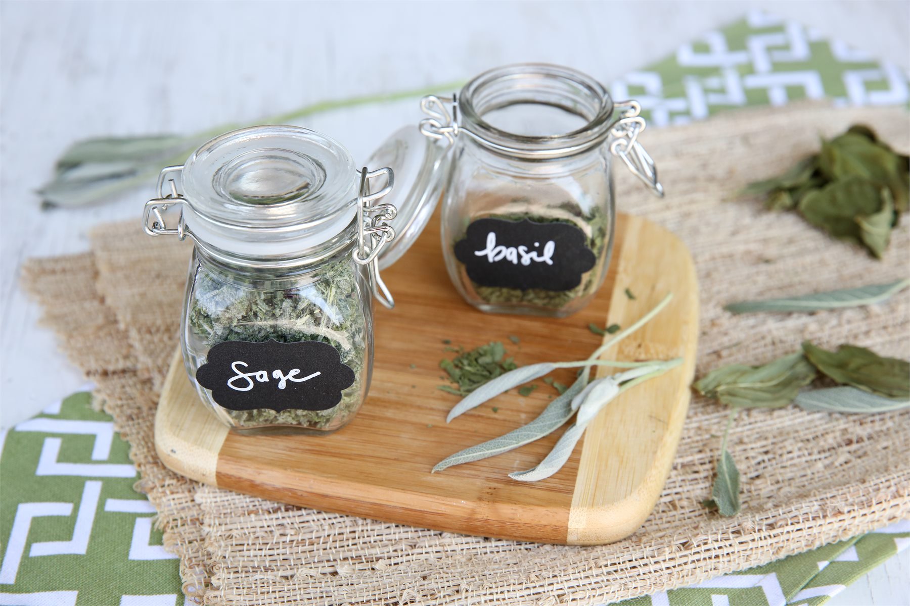 Fresh herbs prepared for freeze drying