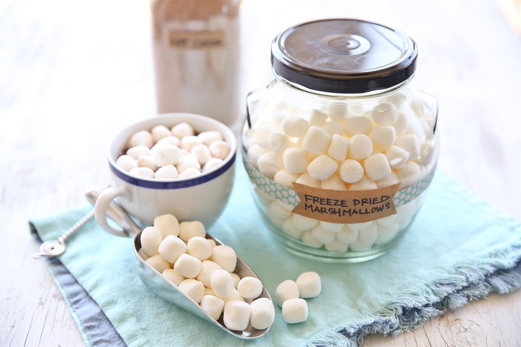 Colourful freeze-dried marshmallows with a light crisp texture