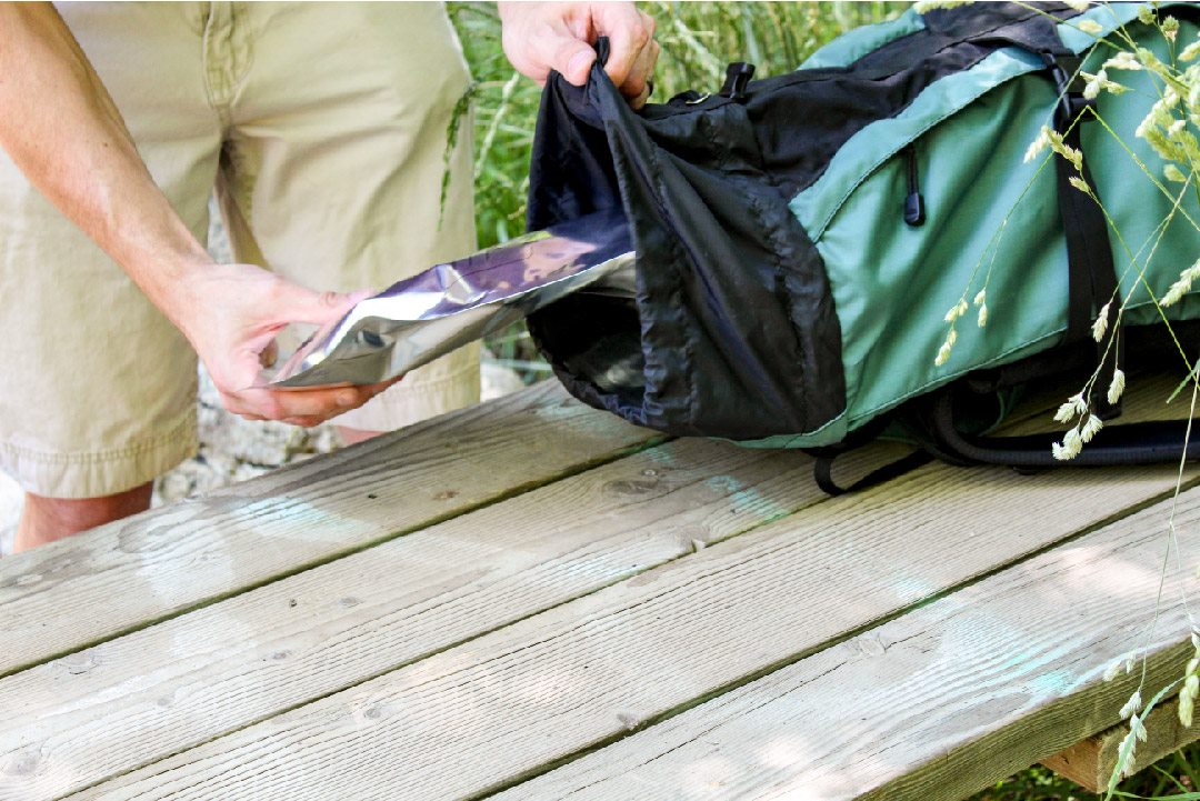 Lightweight meal packs being organised for an outdoor trip